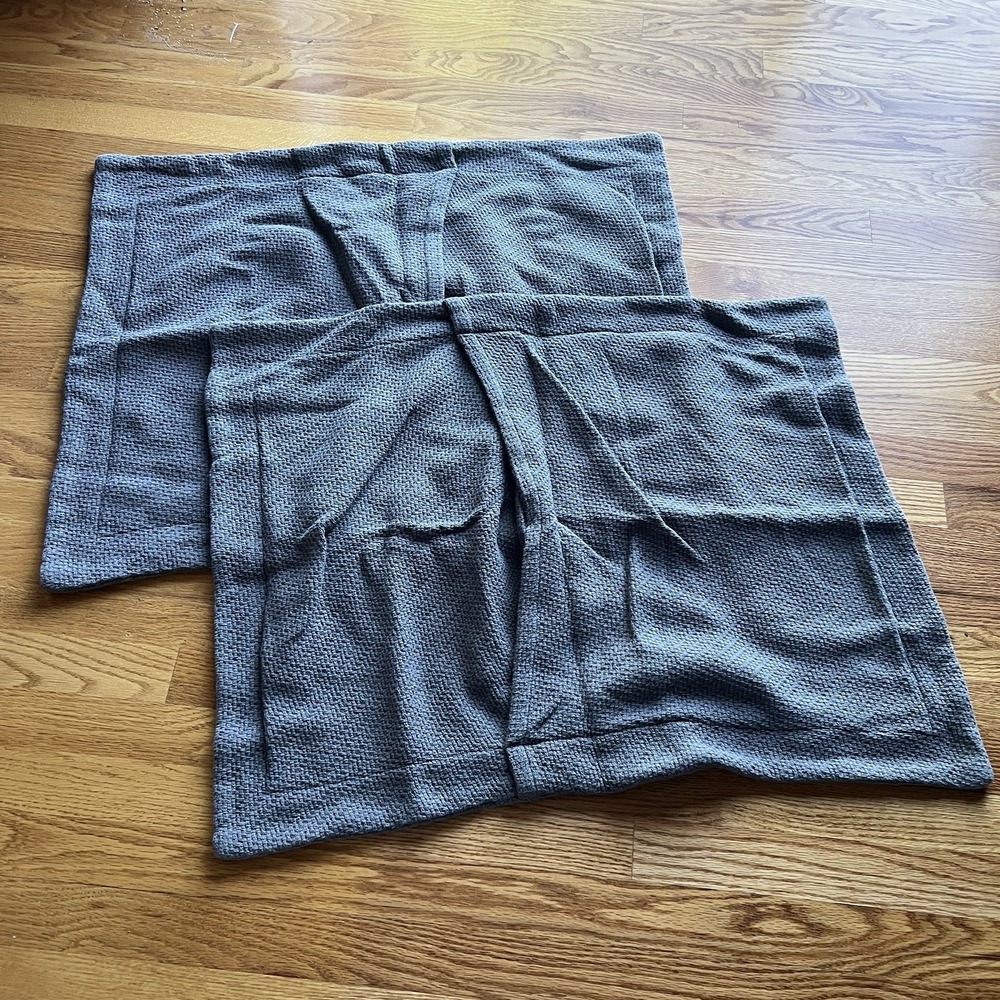 The Company Store 100% Cotton Waffle‎ Weave Gray Standard Sham Lot of 2 29 x 23